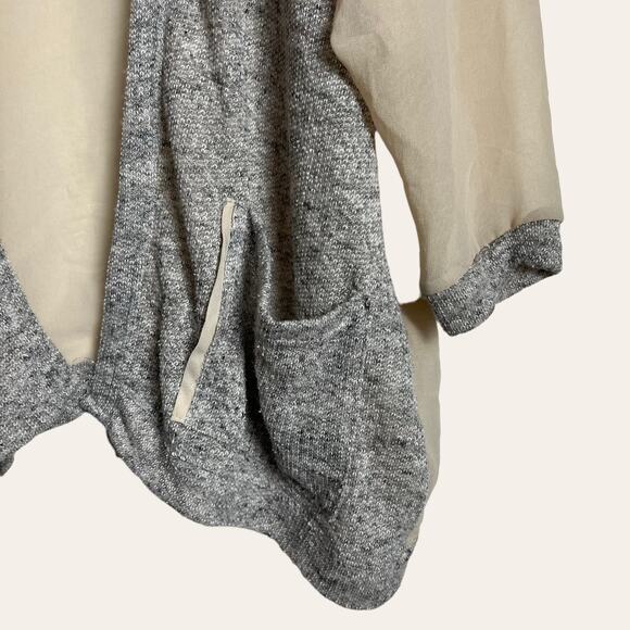 Urban Outfitters Silence + Noise Gray Cream Sheer Open Cardigan Sweater Size S - Picture 4 of 8